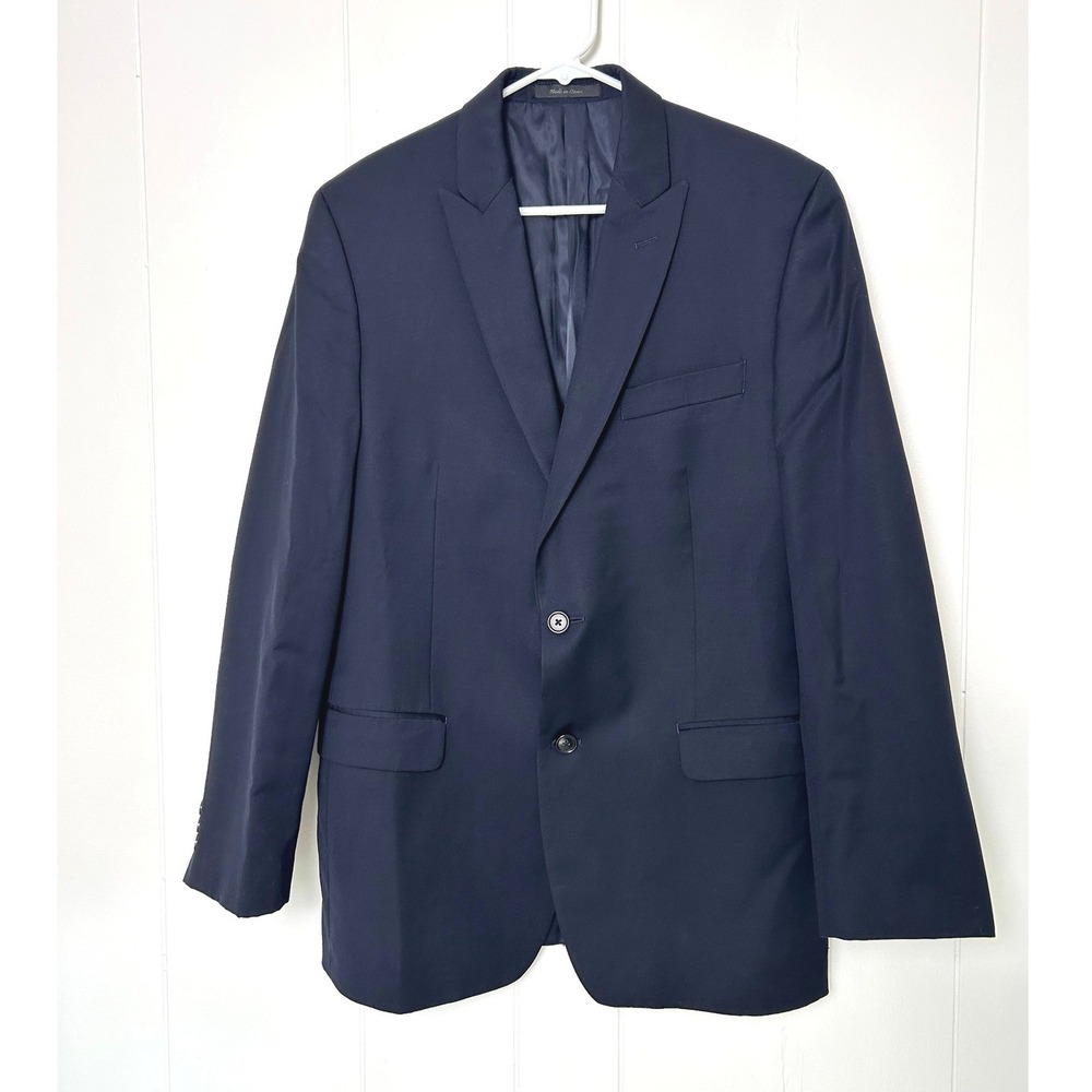 Calvin Klein‎ Blazer Mens 40R Navy Blue Wool Two Button Suit Jacket Professional